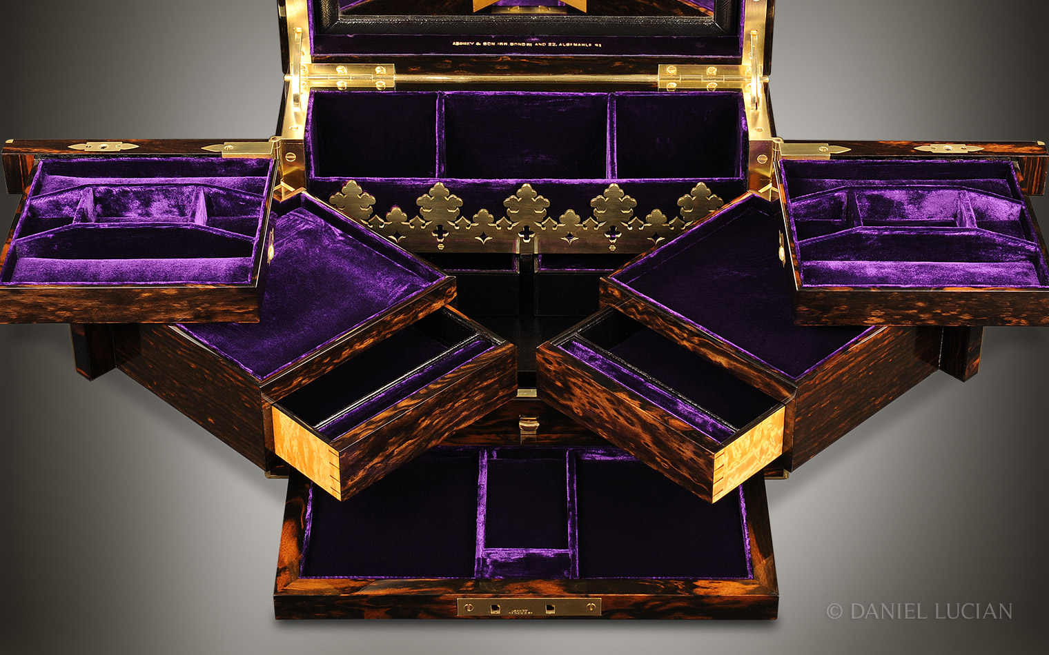 Asprey Antique Jewellery Box in Coromandel with Betjemann Patent mechanism.