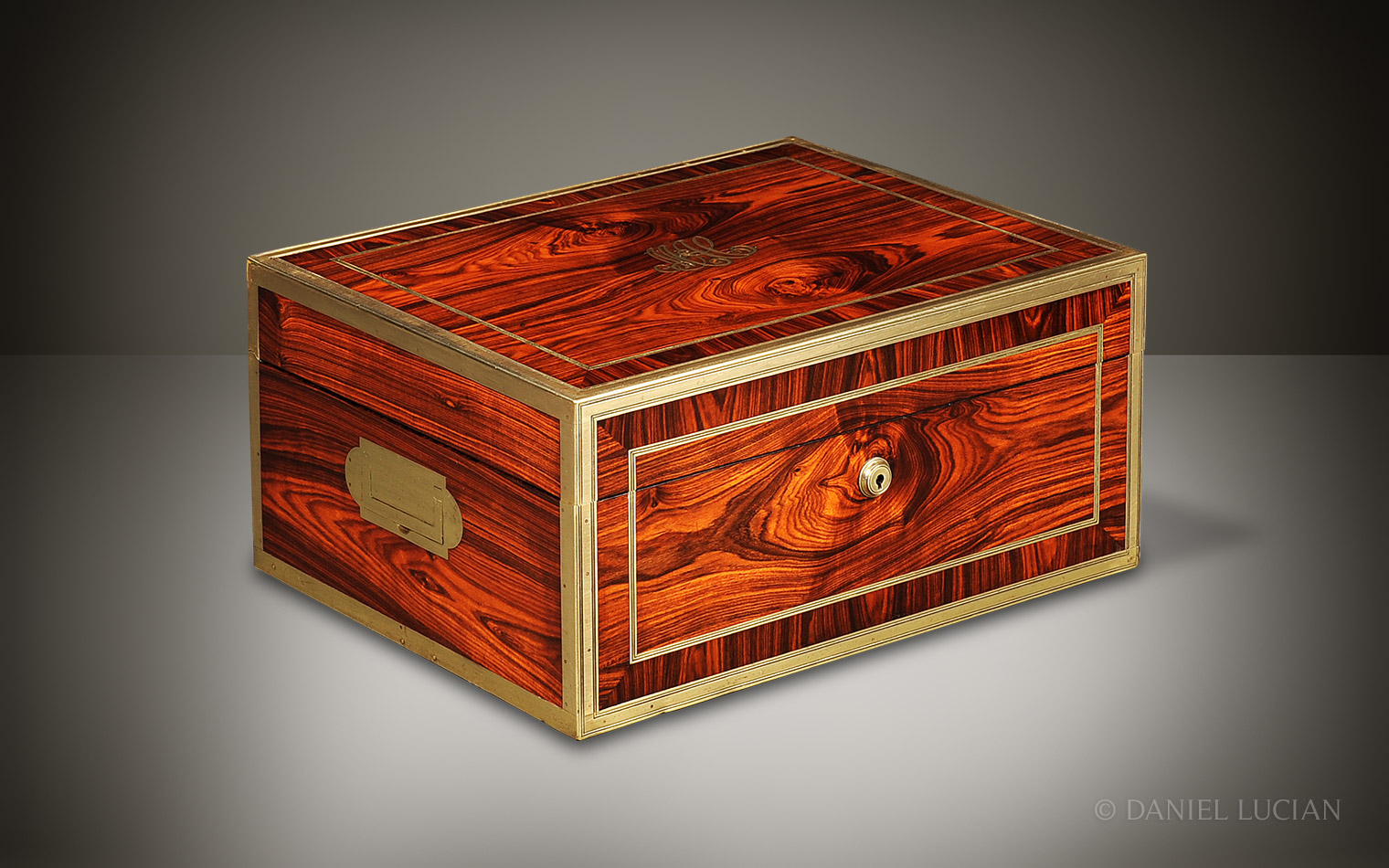 Antique Box in Kingwood with Brass Edging