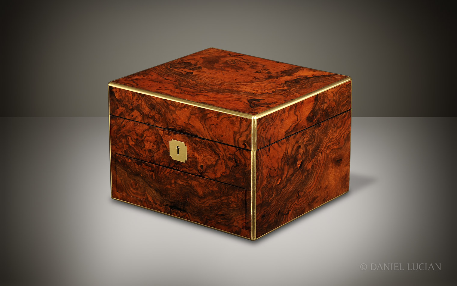 Miniature Antique Dressing Case in Burr Walnut