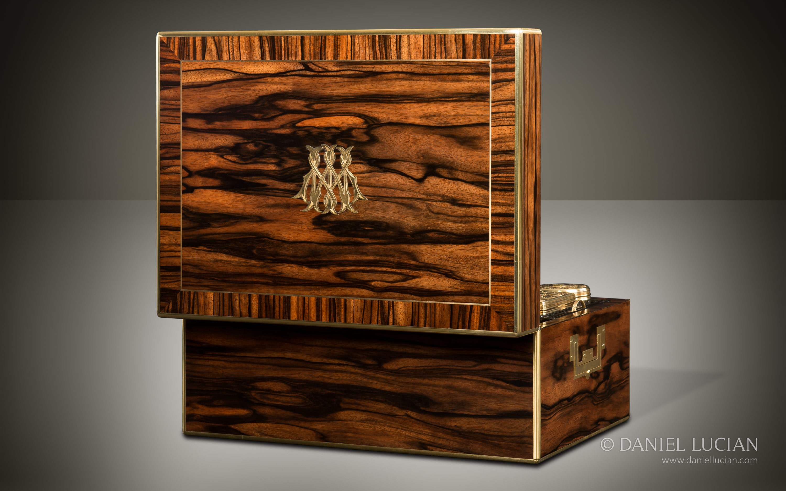 Antique Dressing Case in Calamander with Silver-Gilt / Gold Fittings by Asprey.