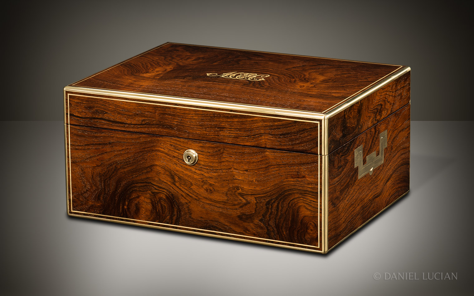 Antique Jewellery Box in Rosewood, Attributed to Asprey