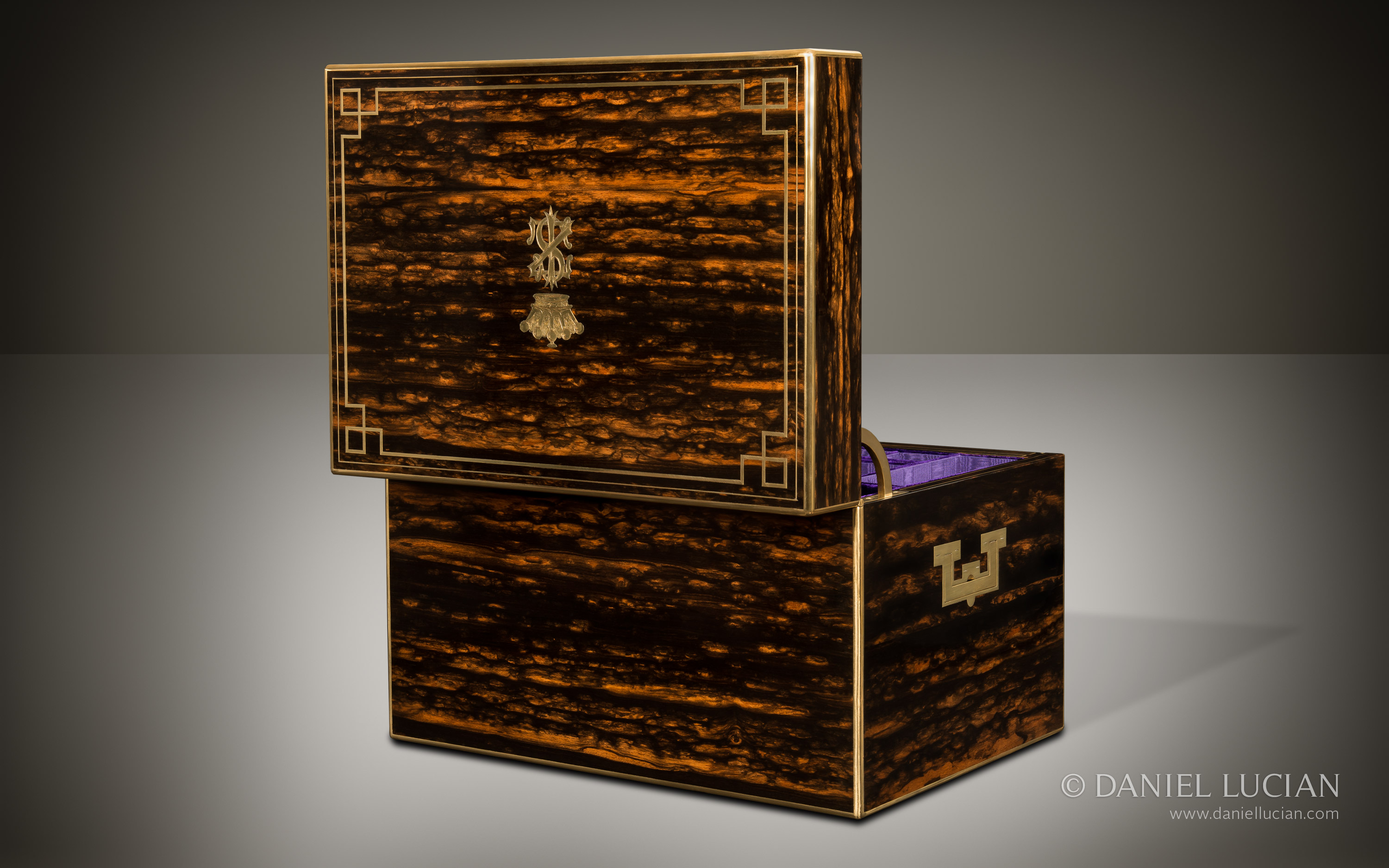 Extra Large Antique Jewellery Box in Coromandel with Concealed Drawers.