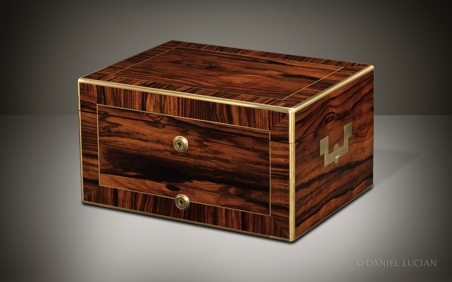 Antique Jewellery Box in Calamander with Removable Secret Compartments, by Asprey