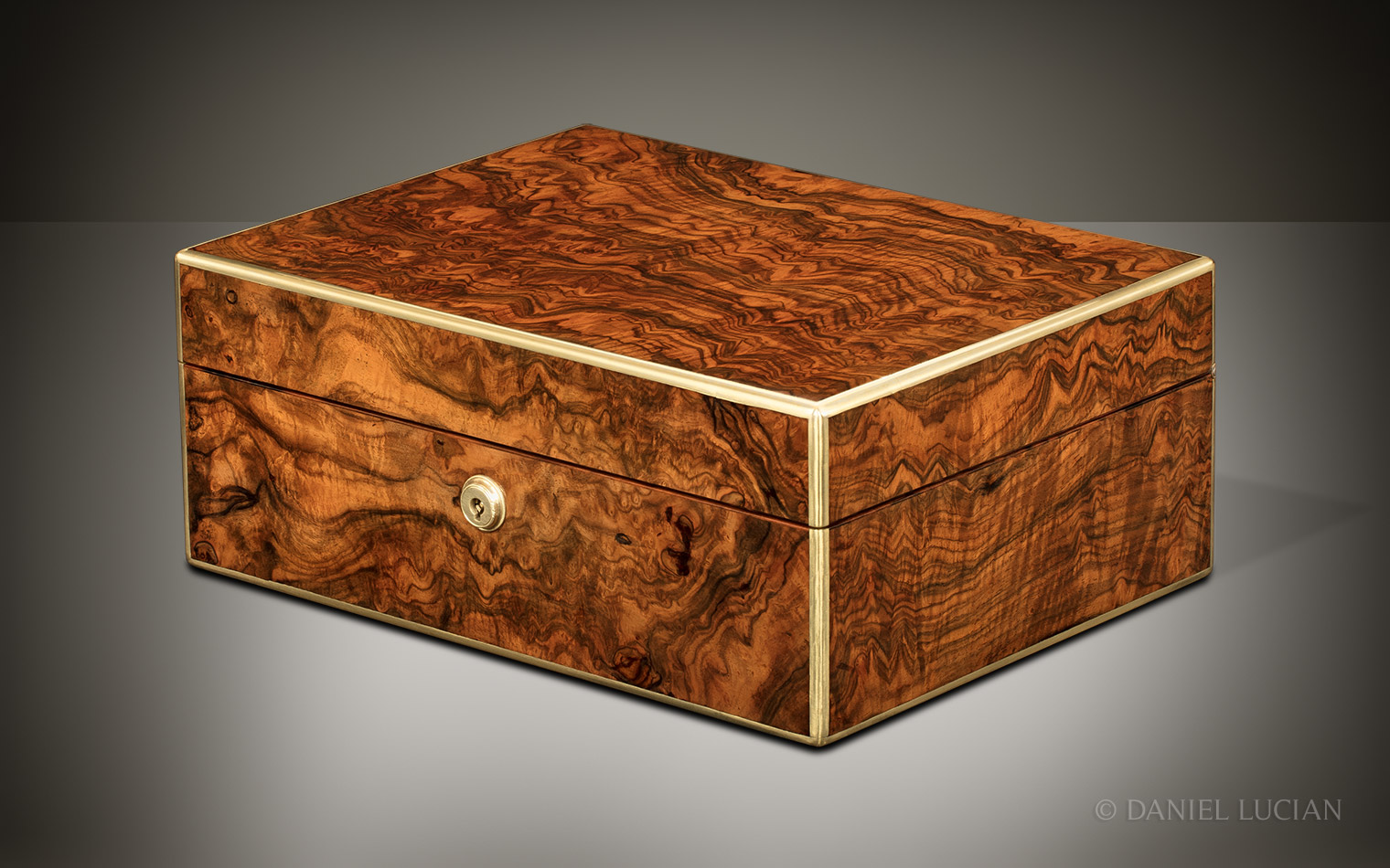 Antique Jewellery Box in Figured Walnut by Halstaff & Hannaford