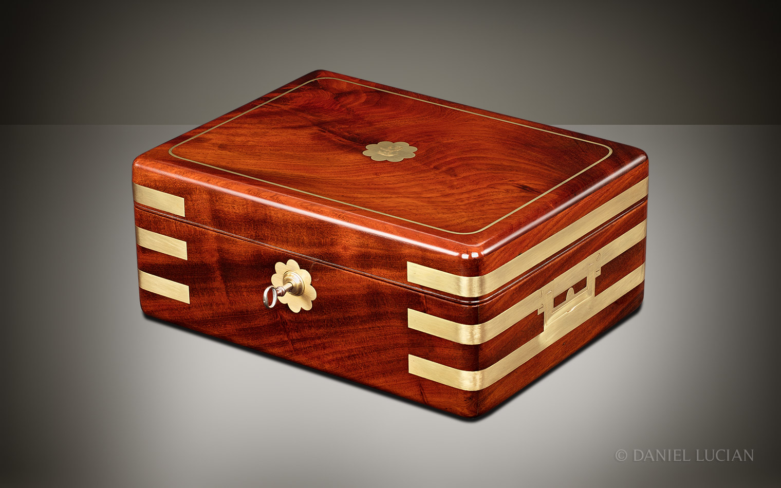 Antique Jewellery Box in Solid Mahogany, by Asprey