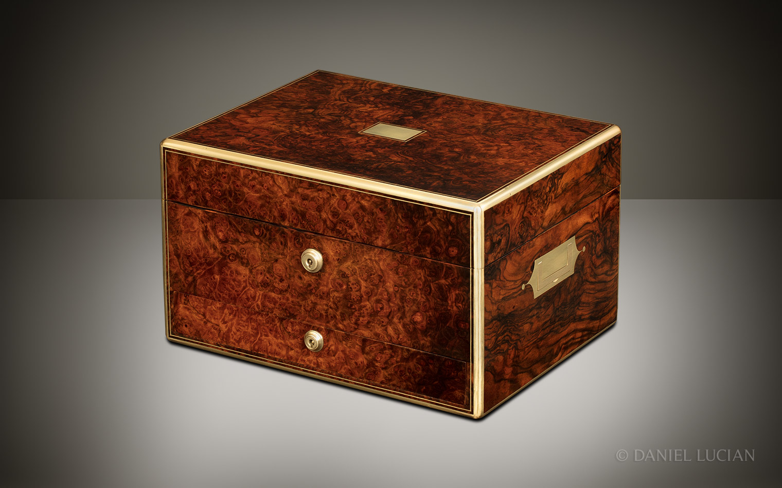 Antique Jewellery Box in Burr Walnut, by Asprey