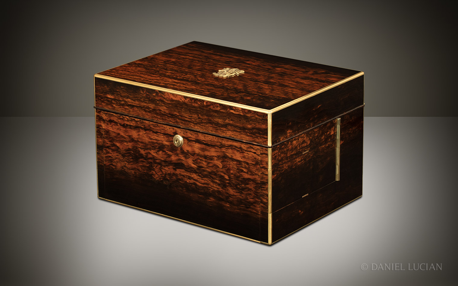 Antique Jewellery Box in Coromandel with Betjemann Patent Mechanism