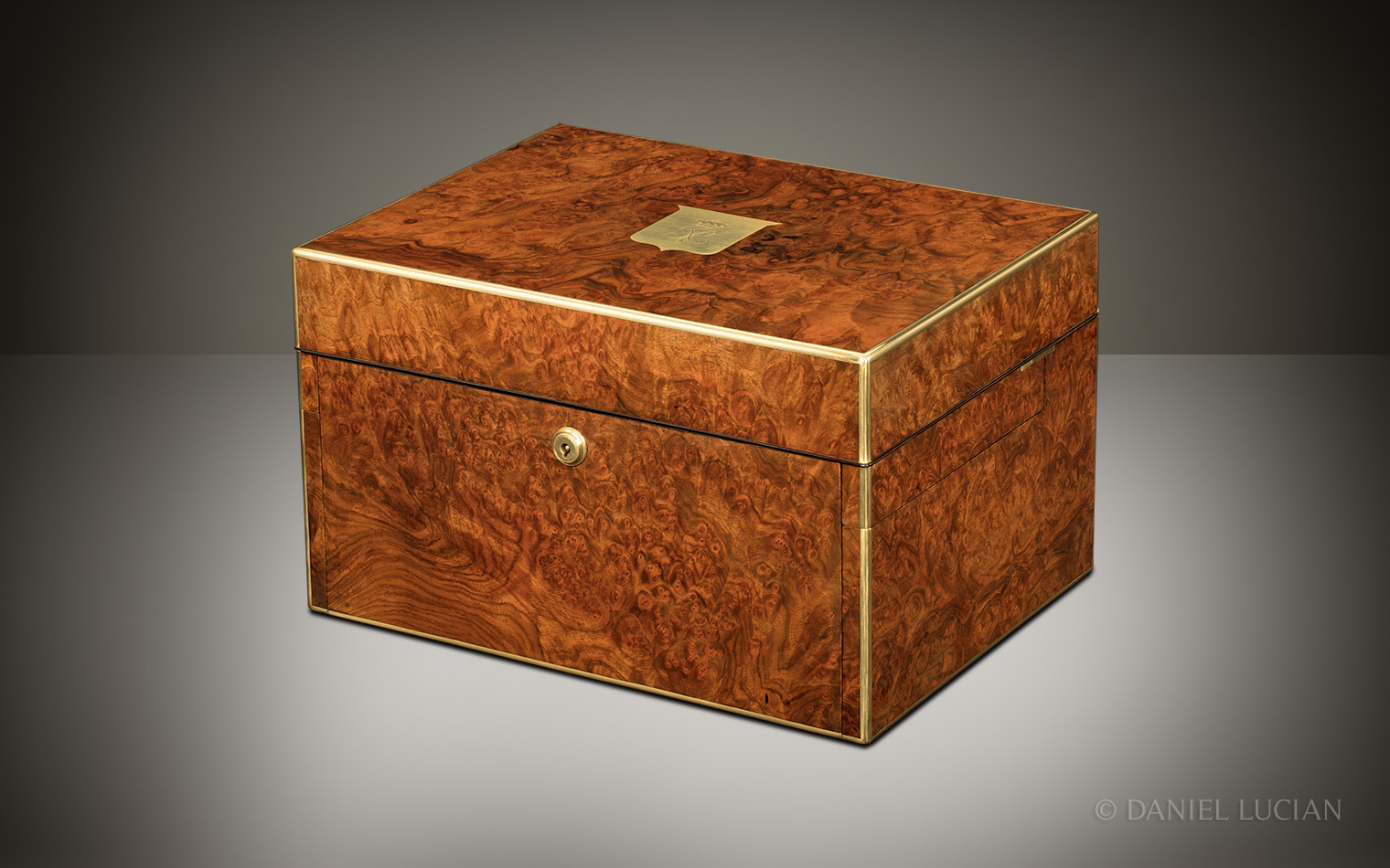 Antique Cigar Box in Burr Walnut by Betjemann & Sons