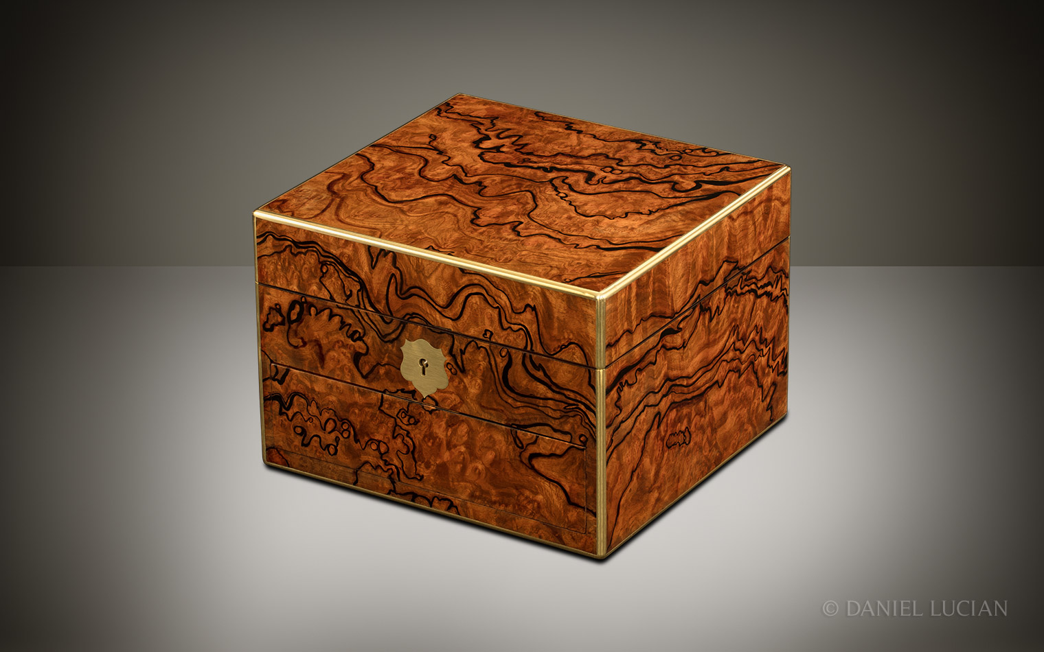 Miniature Antique Jewellery Box in Burr Walnut, by Jenner & Knewstub