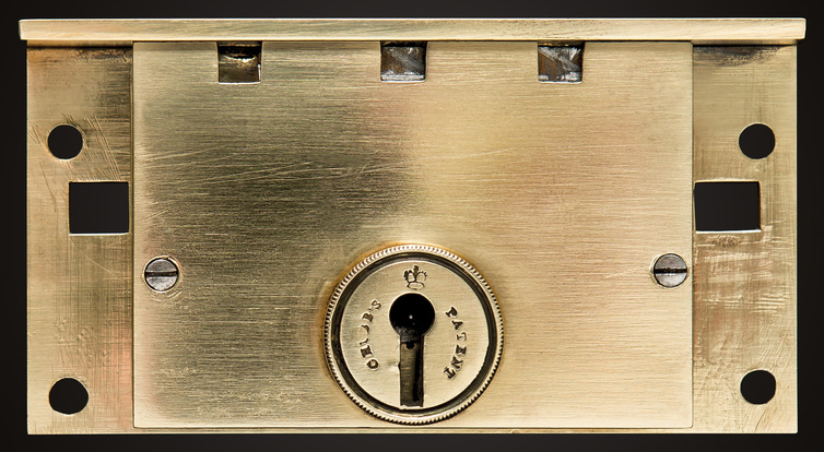 Front view of a Chubb ‘Definitive’ Detector lock from 1849.