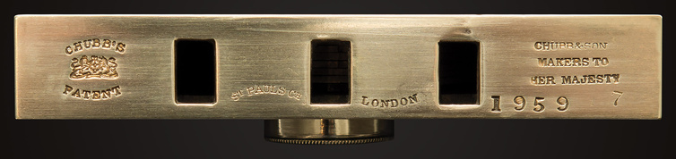 Top view of a Chubb ‘Definitive’ Detector lock from 1849.