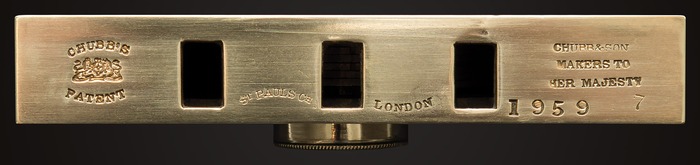 Top view of a Chubb ‘Definitive’ Detector lock from 1849.