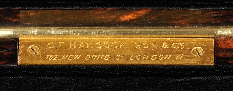 C. F. Hancock, Son & Co. engraved brass retailer’s plate.