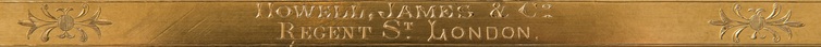 ‘Howell, James & Co, Regent Street, London’ manufacturer’s plate from an antique coromandel jewellery box with Betjemann Patent mechanism.