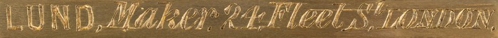William Lund engraved brass manufacturer’s plate.