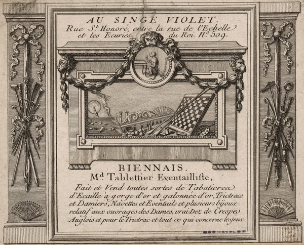Martin-Guillaume Biennais advertisement/ letterhead from 1789.