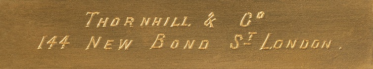 Thornhill & Co. engraved brass manufacturer’s and retailer’s plate.