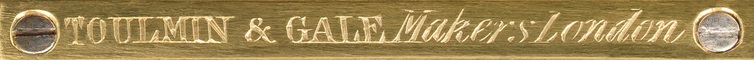 Toulmin & Gale engraved brass manufacturer’s plate from an antique jewellery box in coromandel.